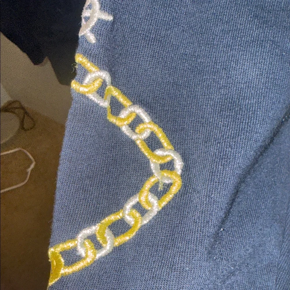 Nautical Vintage Navy Blue Embroidered Chain-Detail Cardigan Sweater🪝⚓️⛵️ - Picture 7 of 7